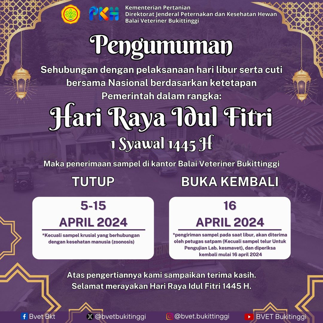 Perubahan Jam Layanan Pengujian Saat Lebaran Idul Fitri Tahun 2024