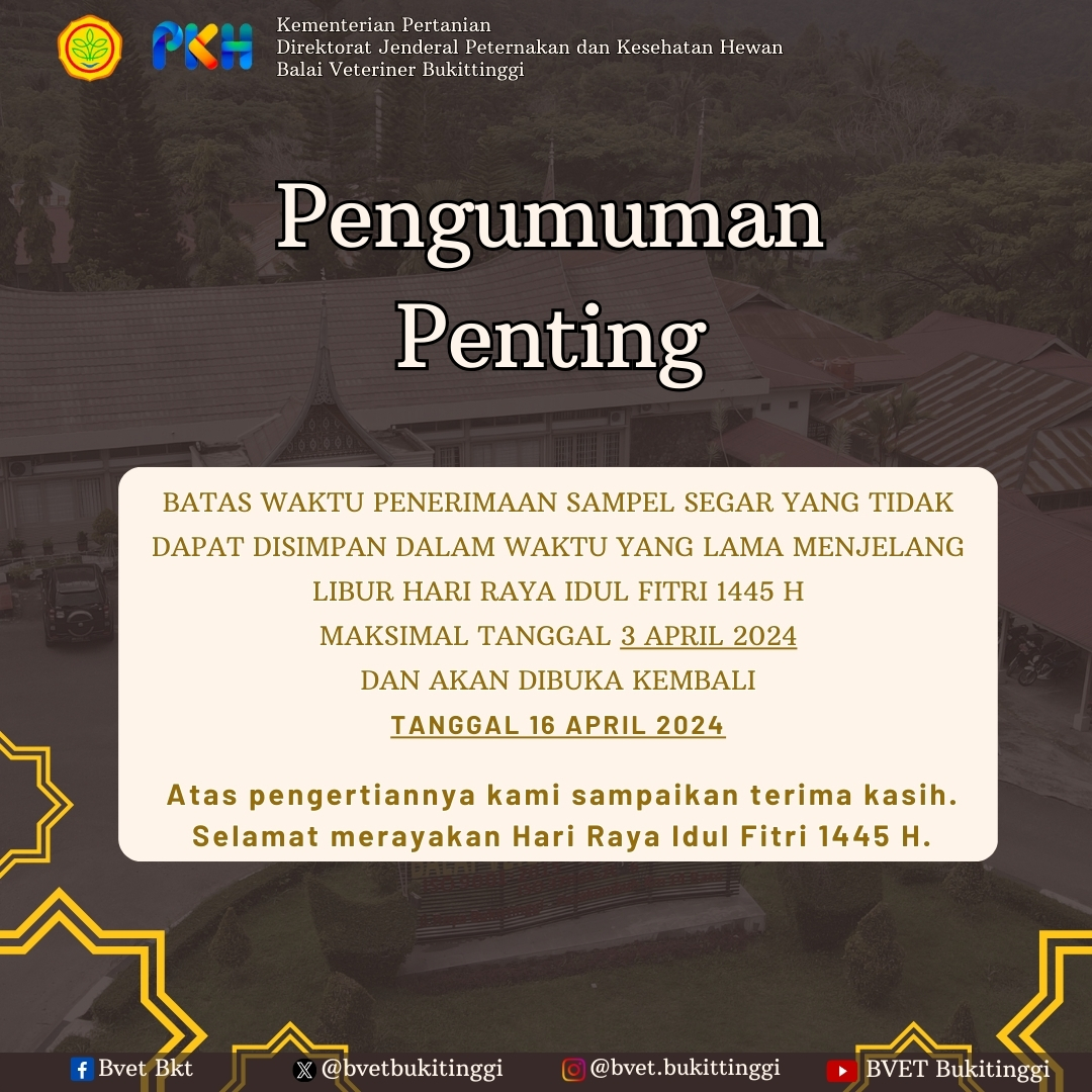 Penerimaan Sampel Menjelang Hari Raya Idul Fitri 1445 H