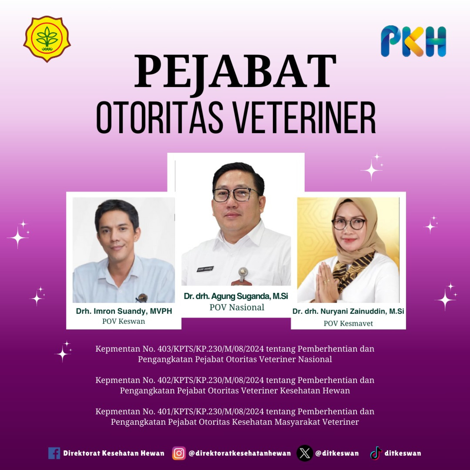 Selamat dan Sukses atas Pengangkatan Pejabat Otoritas Veteriner